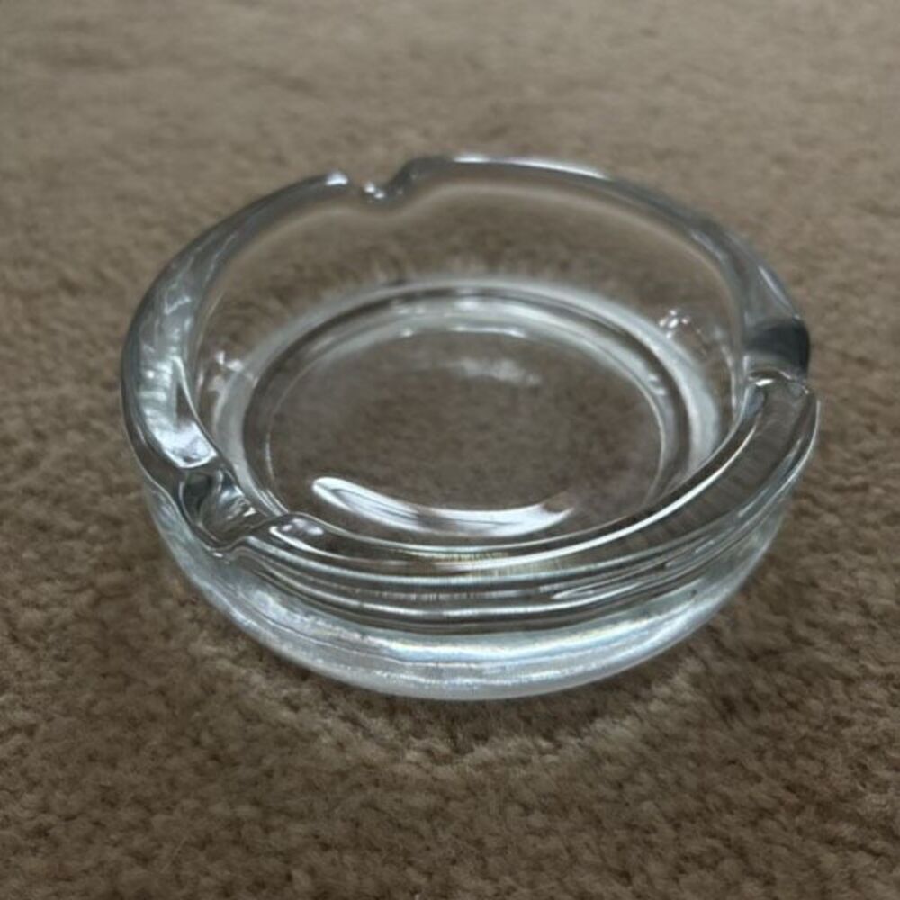 Vintage 4” Heavy Glass Ashtray
